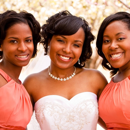 african-american bride and her bridesmaids